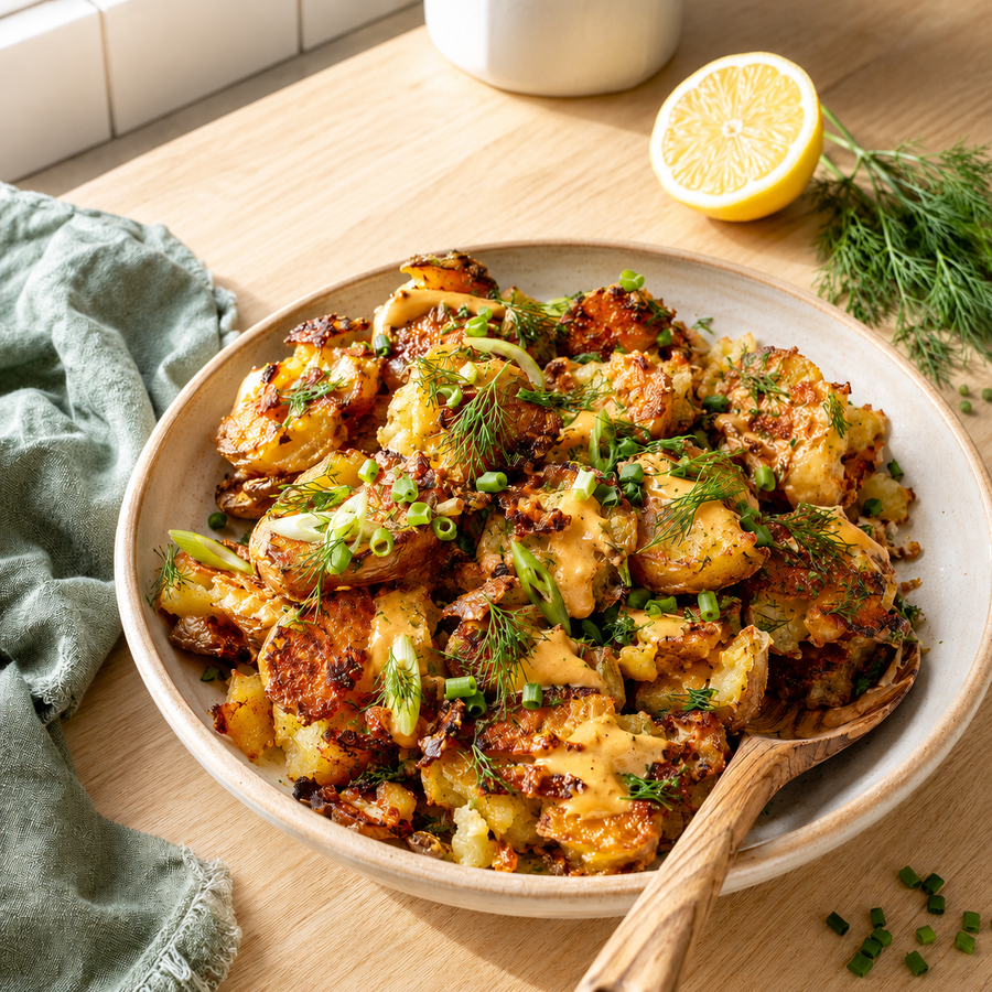 Crispy Potato Salad with Ballpark Boom Aioli
