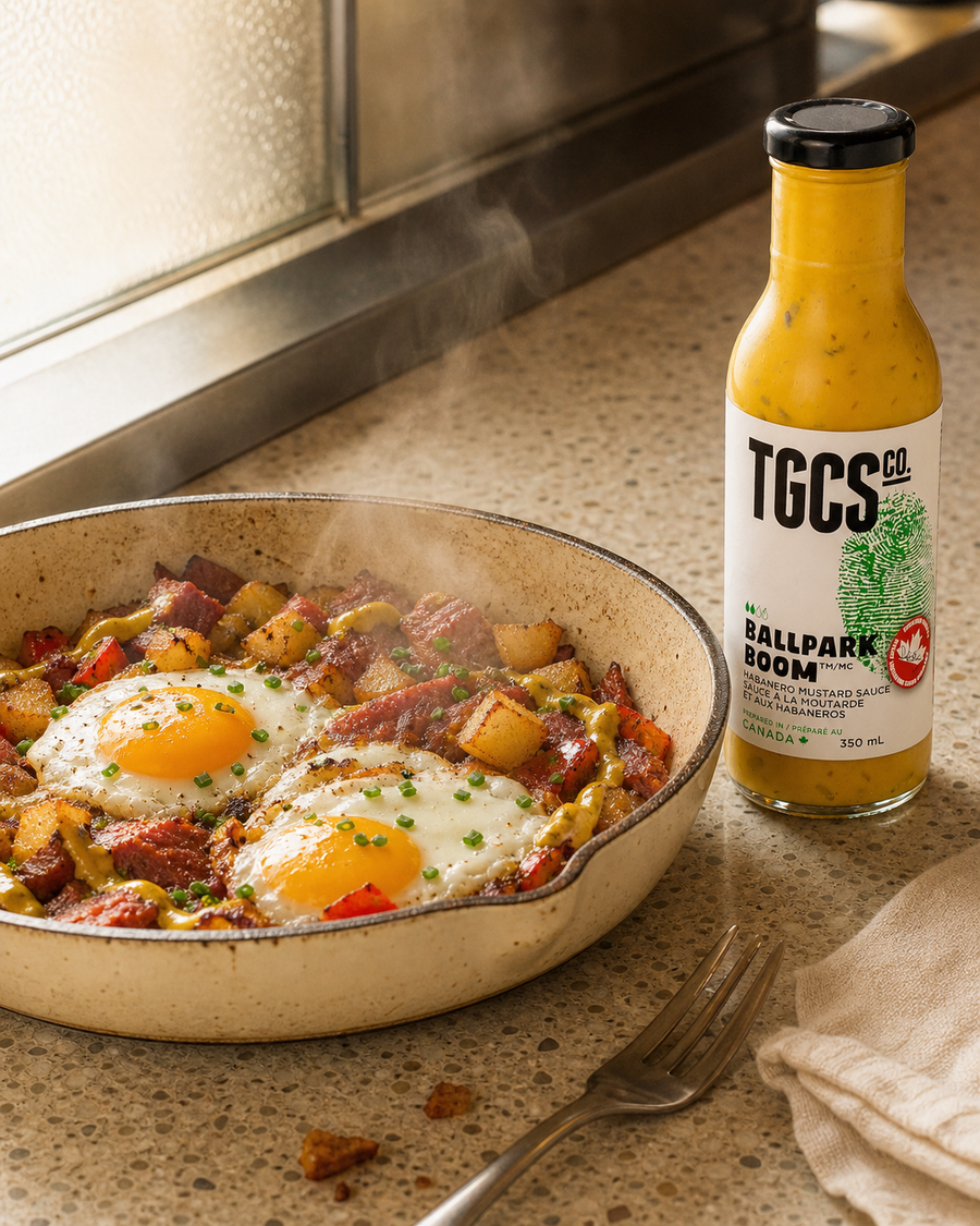 Ballpark Boom Corned Beef Hash with Fried Eggs with Ballpark Boom