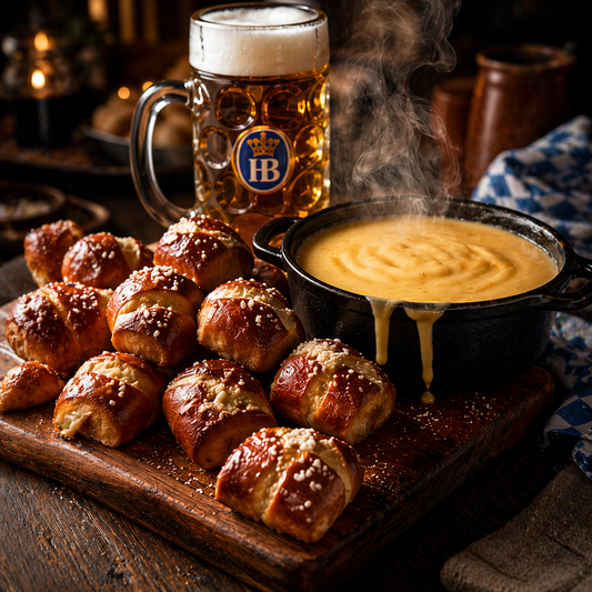 Oktoberfest Mustard Pretzel Bites with Beer Cheese
