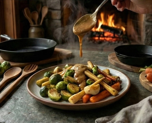 Roasted Root Vegetables with Smoked Honey Horseradish Vinaigrette