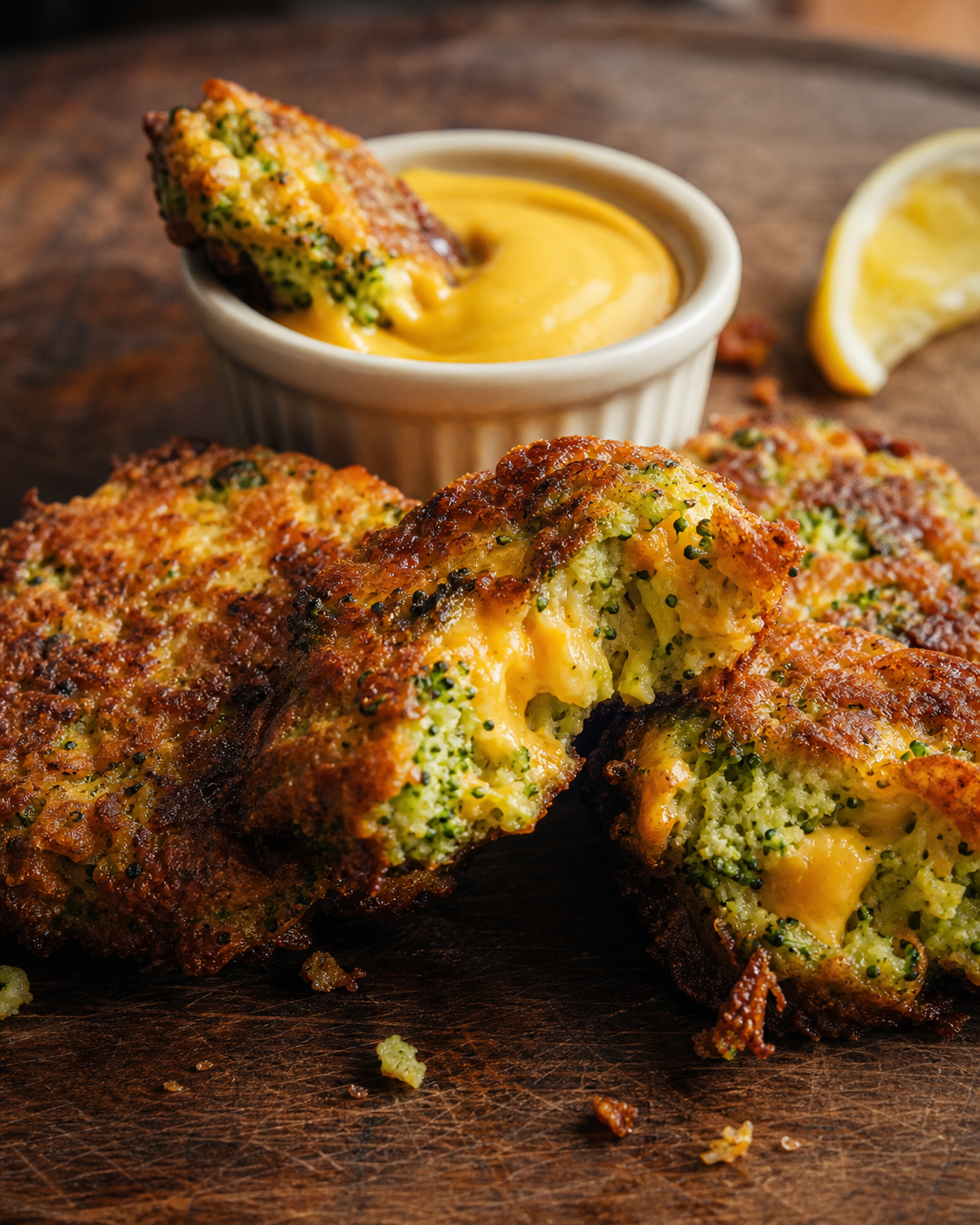 Ballpark Boom Broccoli Cheddar Fritters with Ballpark Boom